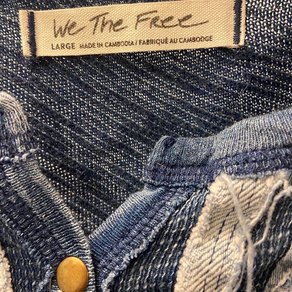We The Free Blue Denim Blouse with Embroidery - Picture 4 of 4